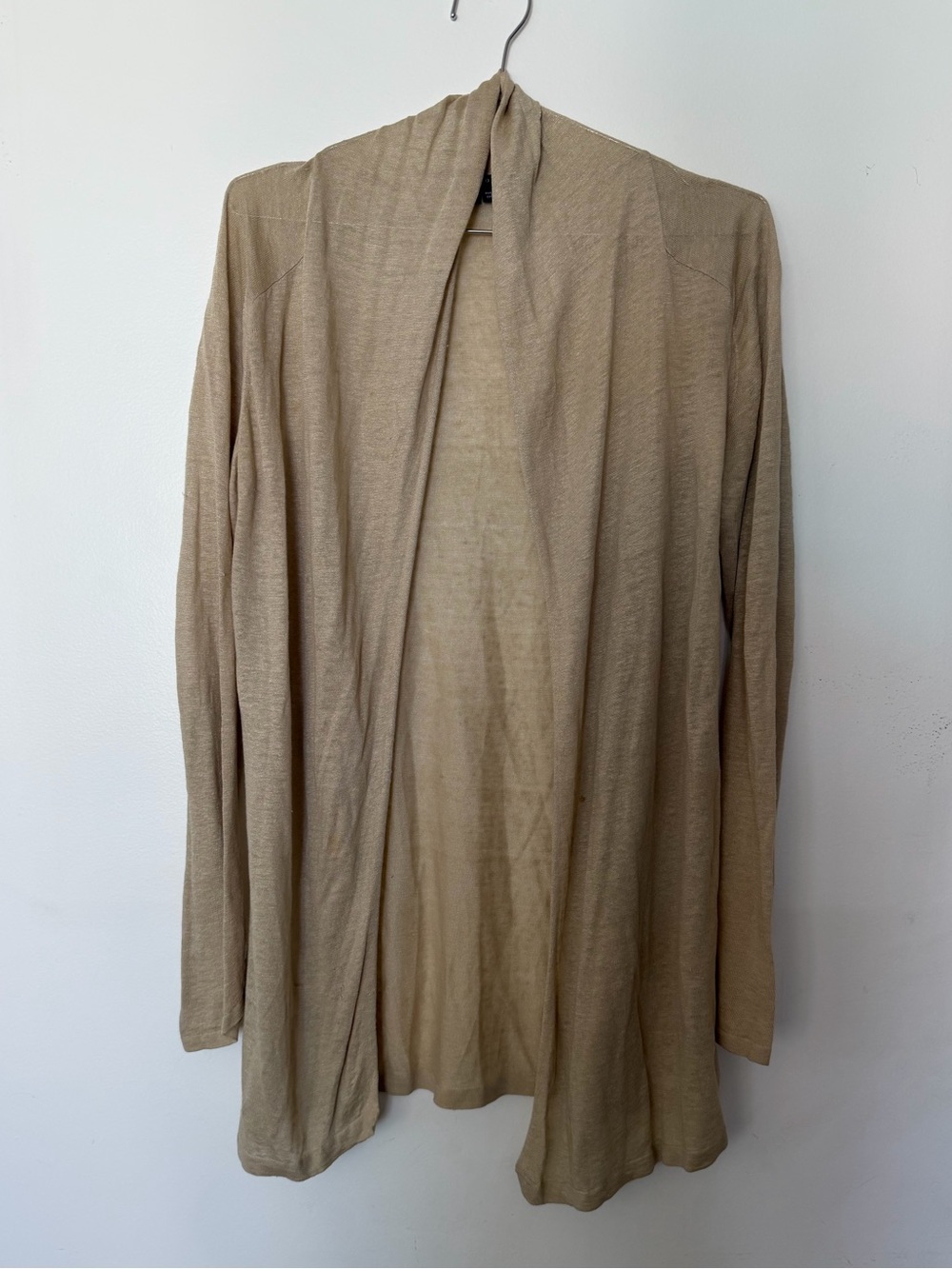Theory Lightweight Open Front Beige Cardigan